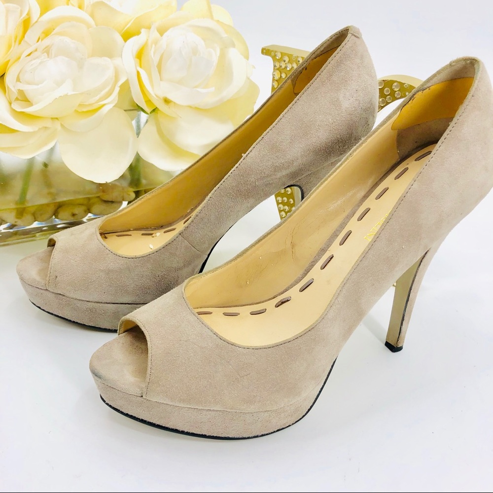 Enzo Angiolini Peep Toe Suede Heels Pumps - Picture 2 of 8